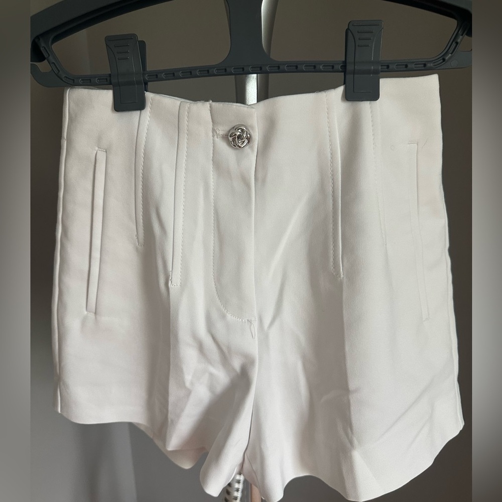 Zara White High Waist Tailored Shorts